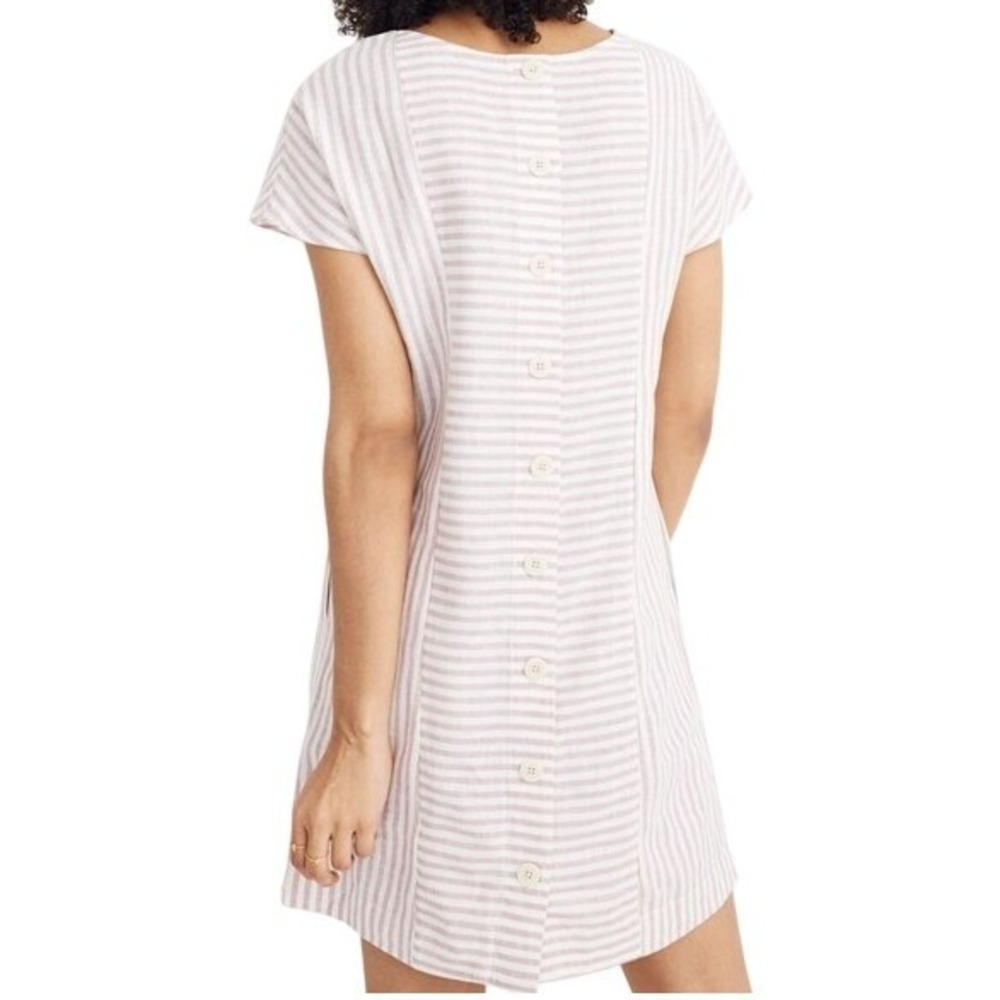 Madewell Striped Linen Blend Button Front Casual‎ Mini Dress XS Party Preppy